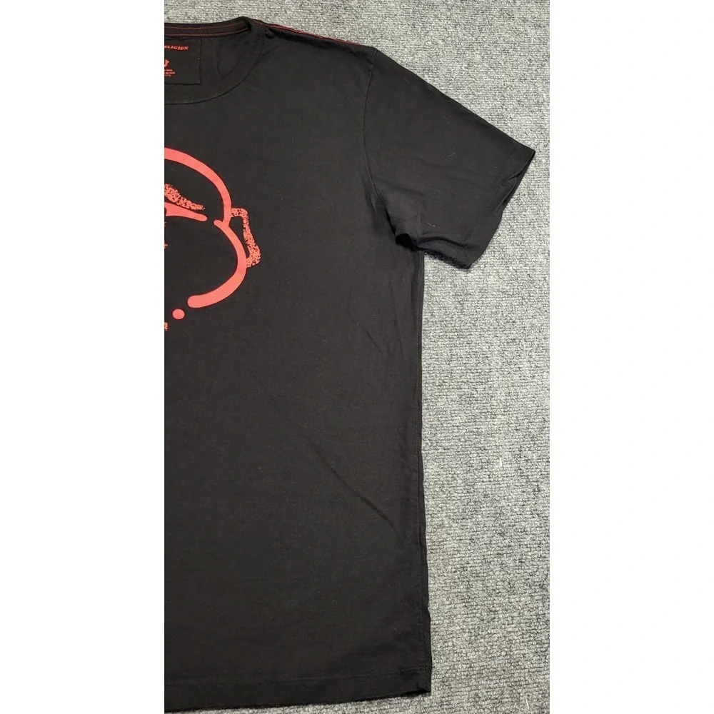True Religion Men's Black Crew Neck Lucky Buddha Logo T-Shirt Size XXX-Large